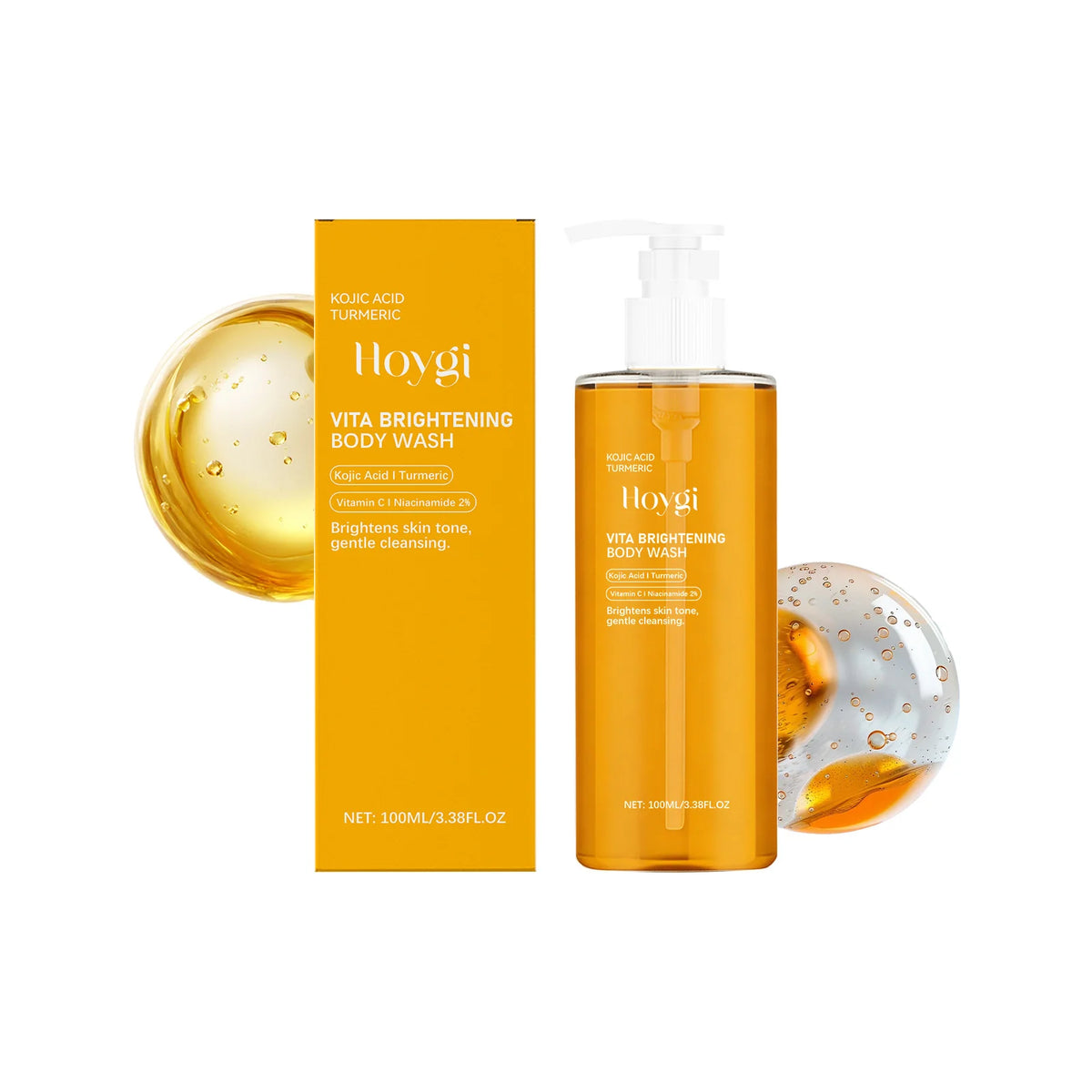 Hoygi Vita Brightening Body Wash with packaging on a white background