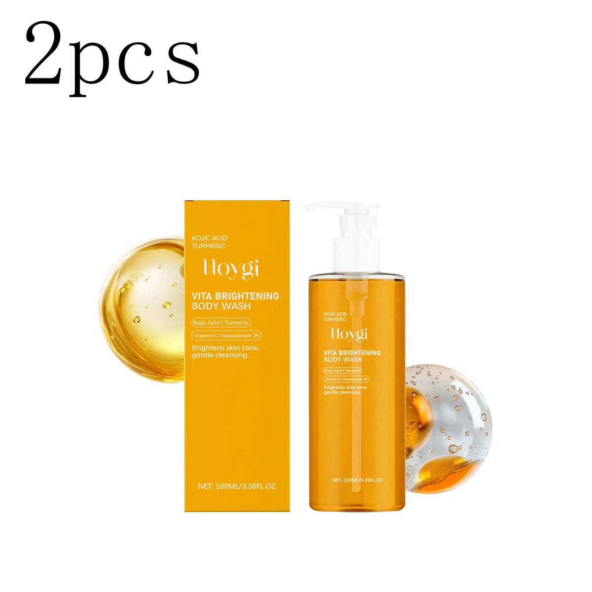 Hoygi Vita Brightening Body Wash with packaging on a white background