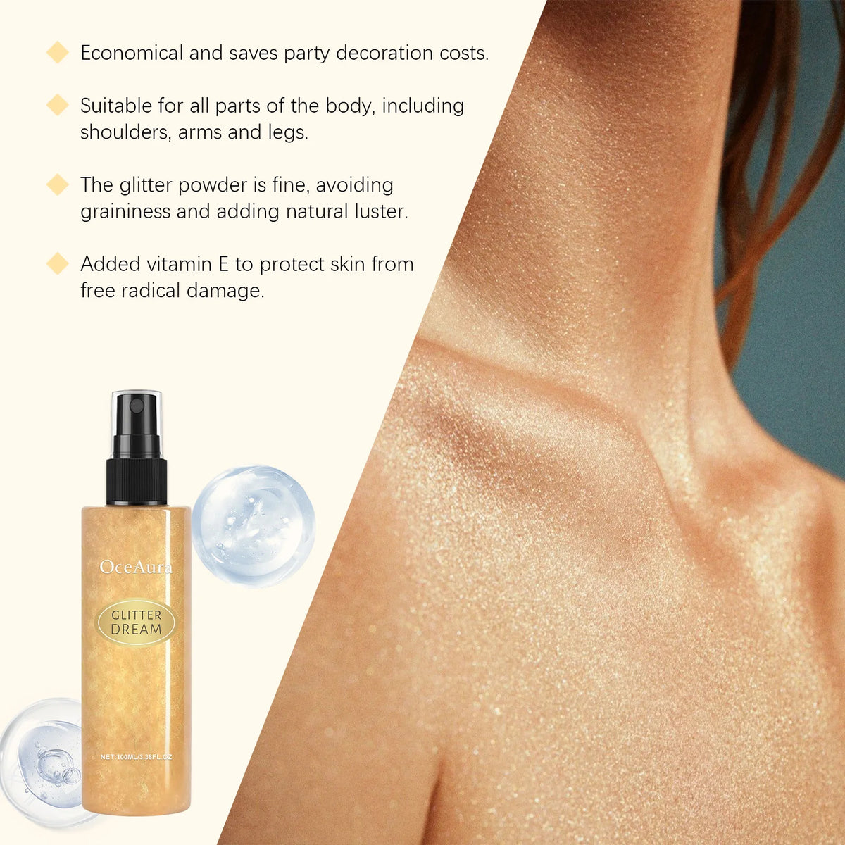 OceAura Shimmer Glitter Body Spray