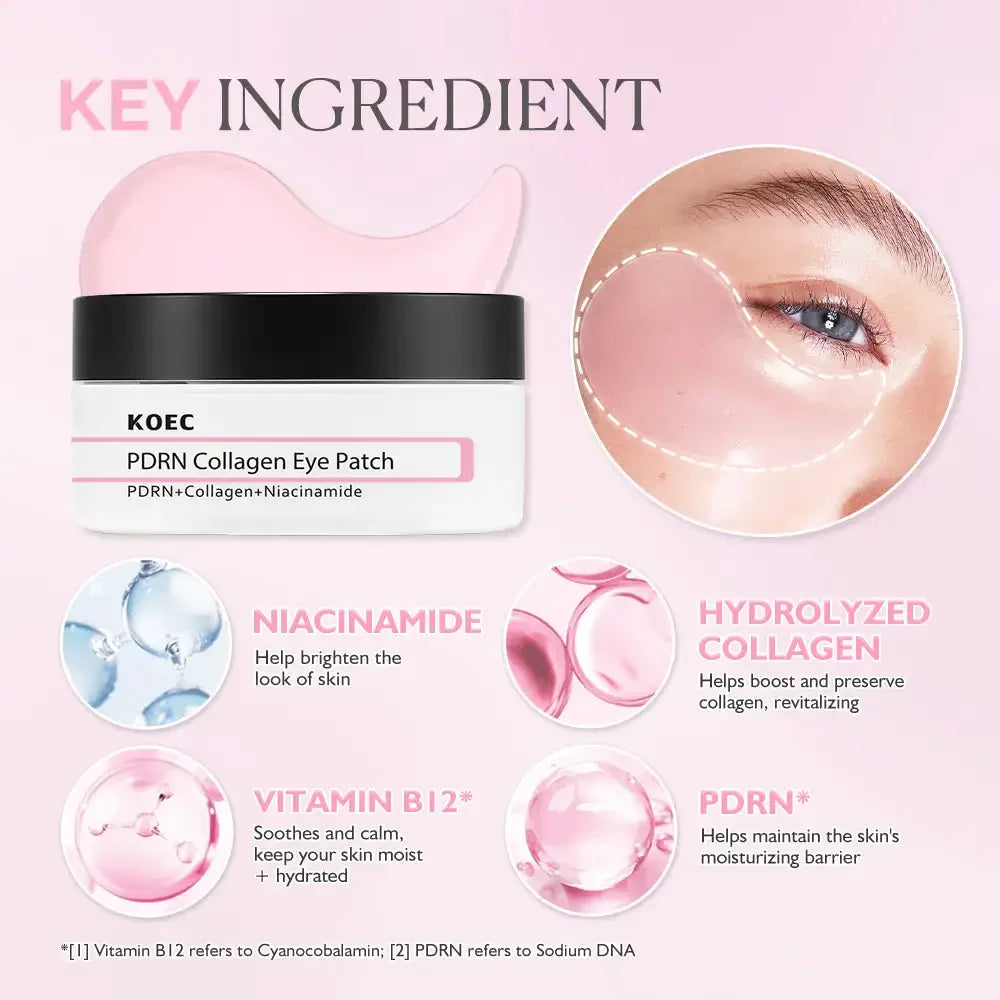 KOEC Salmon PDRN Pink Collagen Eye Patches – 60PCS