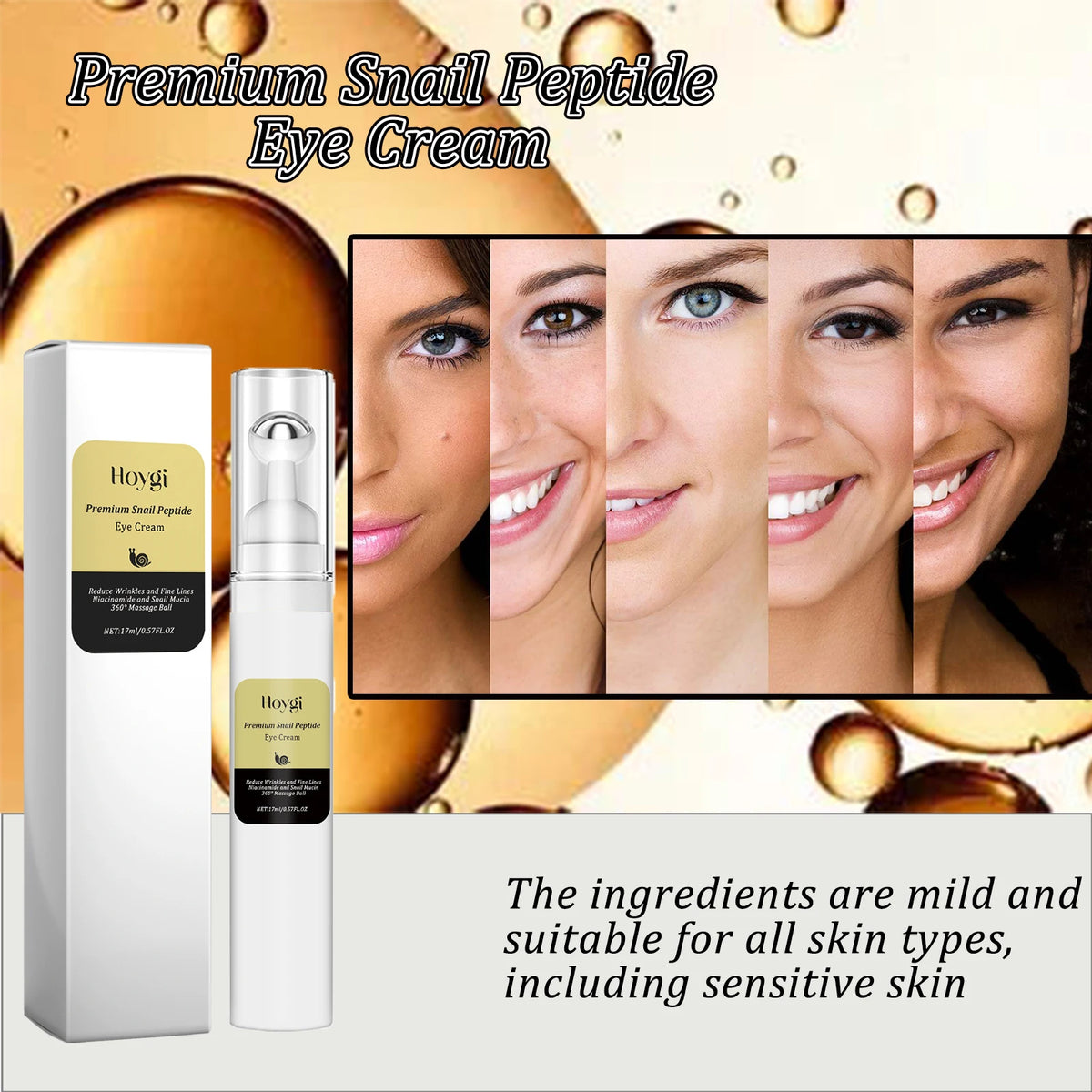 Hoygi Snail Peptide Eye Cream – Hydrating Roller