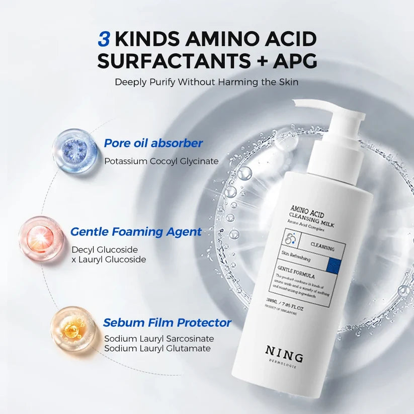 NING DERMOLOGIE Amino Acid Cleansing Milk – Gentle & Hydrating
